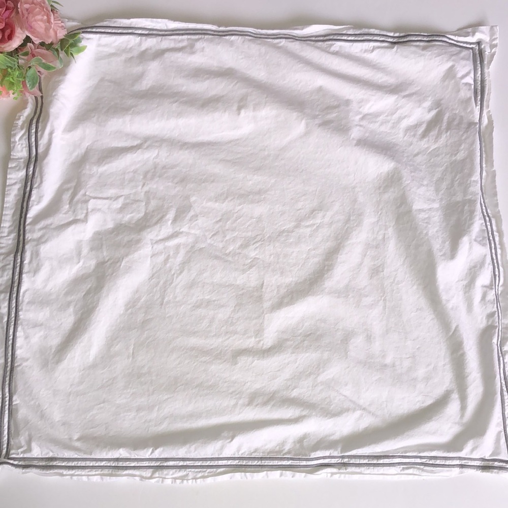 Restoration Hardware ITALIAN HOTEL SATIN STITCH Euro SHAM Fog White Silver